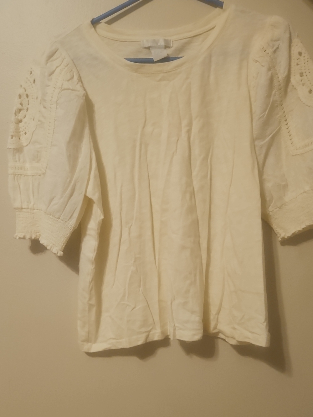 White Eyelet Puff Sleeve Blouse - Feminine Summer Top